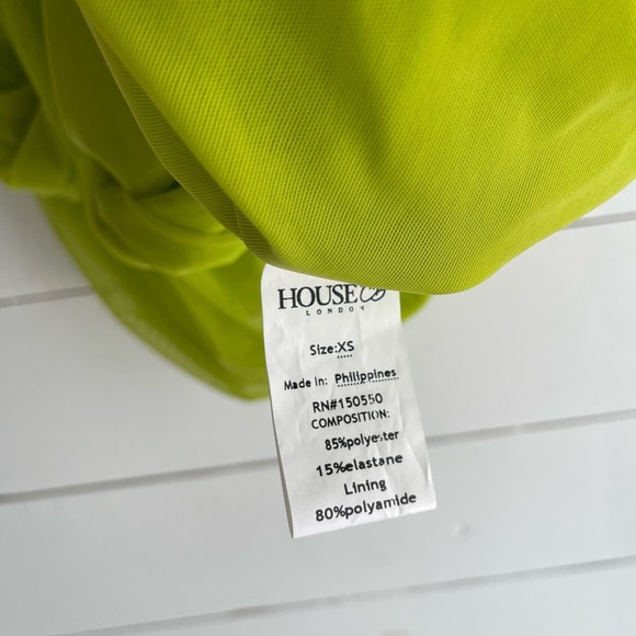 NWOT House of CB Nia Acid Green Ruched MIDI Dress Size XSmall - Picture 8 of 10